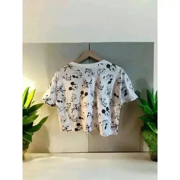 Disney Womens White T-Shirt Mickey Mouse Short Sleeve Crew Neck Size Large - Picture 2 of 3